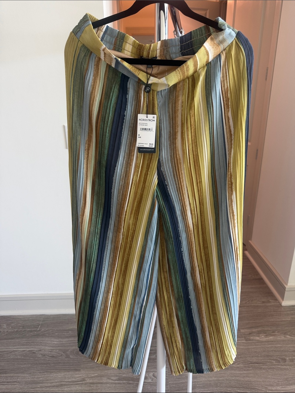 Adrianna Papell Multicolor Vertical Stripe Wide-Leg Pants